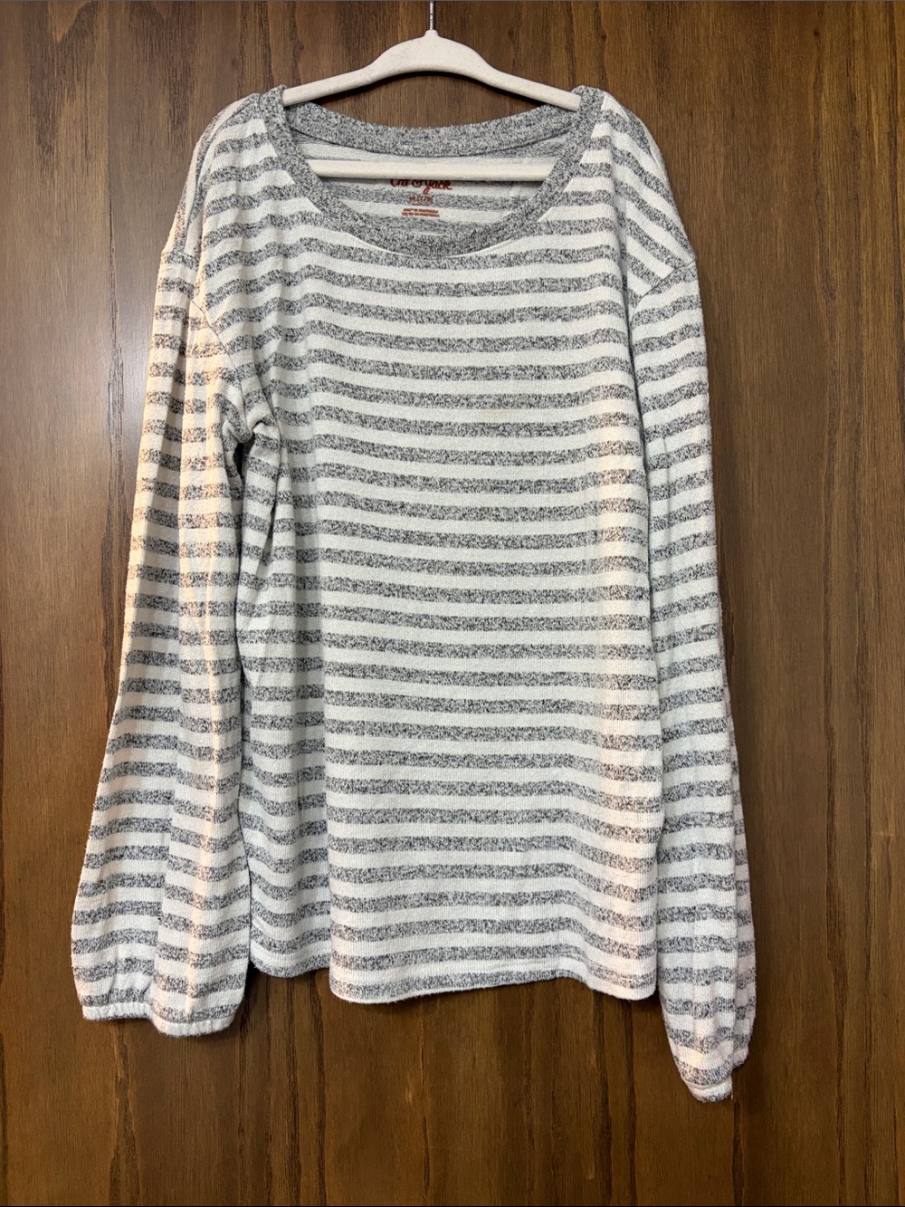 Cat & Jack Gray and White Striped Crewneck Sweater